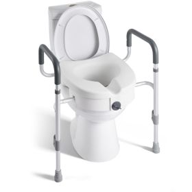 VEVOR Raised Toilet Seat with Arms, 350 lbs Capacity, 5-Inch Lift Height & Adjustable Width