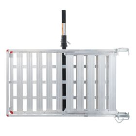 VEVOR Hitch Mount Cargo Carrier, 48.03" x 27.87" Aluminum Hitch Cargo Rack with Folding Ramp, Hitch Rack Basket with Stabilizer and Straps