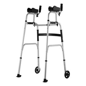 VEVOR 2 in 1 Folding Walker & Removable Armrests, Height Adjustable Foldable Walker with 5" Solid Wheels
