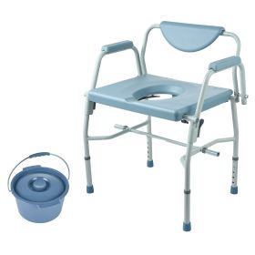 VEVOR Commode Chair, Bedside Commode with Drop-Down Arms and Detachable Backrest, 5-Level Adjustable Height, 7L Removable Bucket, Easy to Assembl