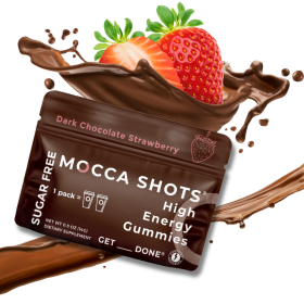 Sugar Free Mocca Shots Energy Gummies with Caffeine | 12-Pack - Dark Chocolate Strawberry